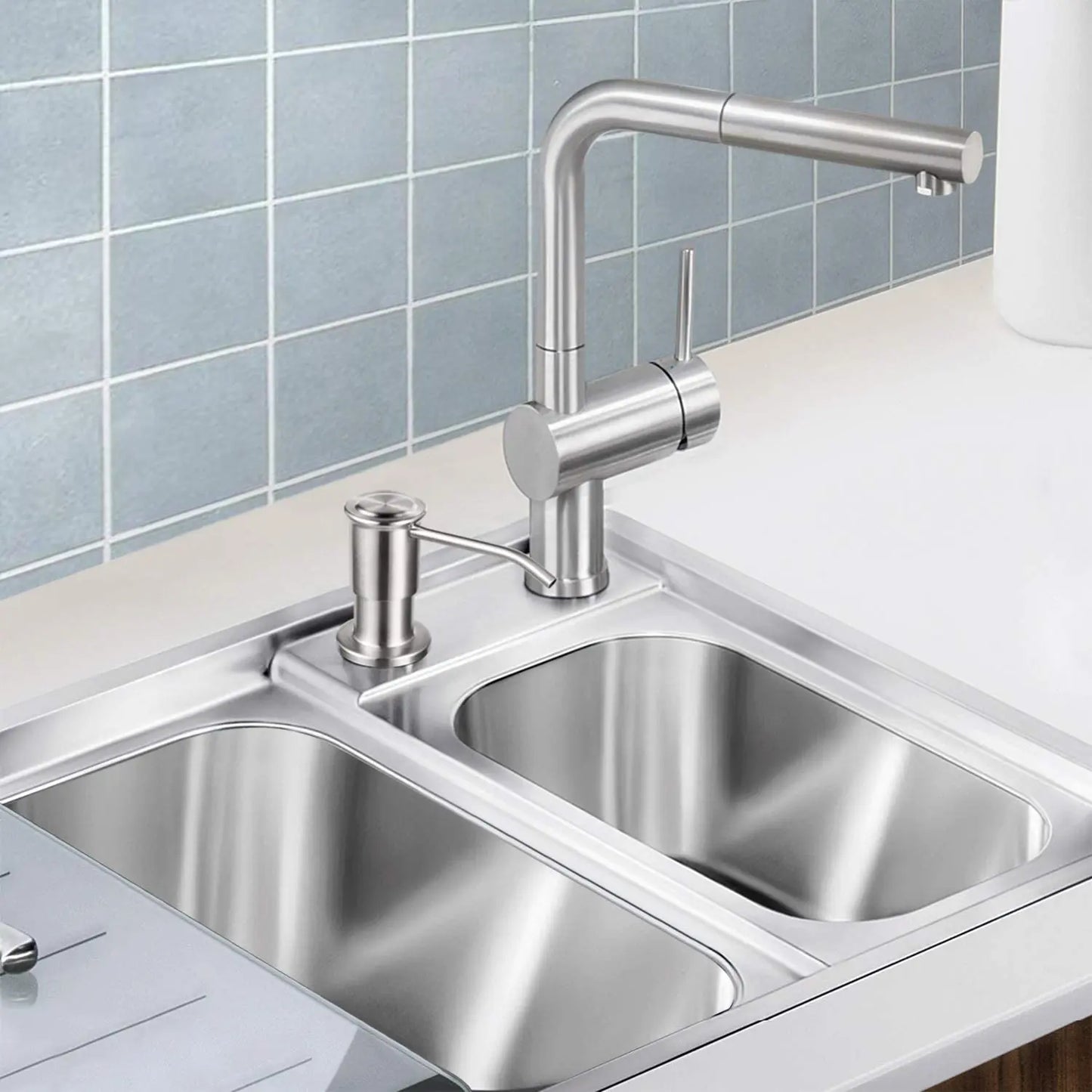 Samodra Liquid Soap Dispensers with 500Ml Bottle Stainless Steel Pump for Kitchen Sink Built in Chrome/Nickel Dispenser Soap