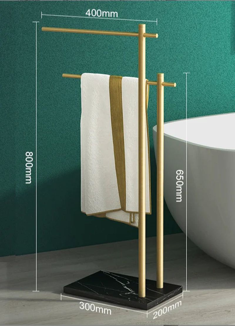 Black and White Marble Towel Rack Floor Towel Hanging Bar Bath Towel Storage Rack Drying Rack