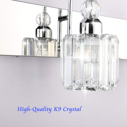 Modern LED Crystal Bathroom Vanity Lights 5-Lights Stainless Steel Crystal Vanity Lights over Mirror Modern Crystal Bathroom Vanity Lighting Fixtures