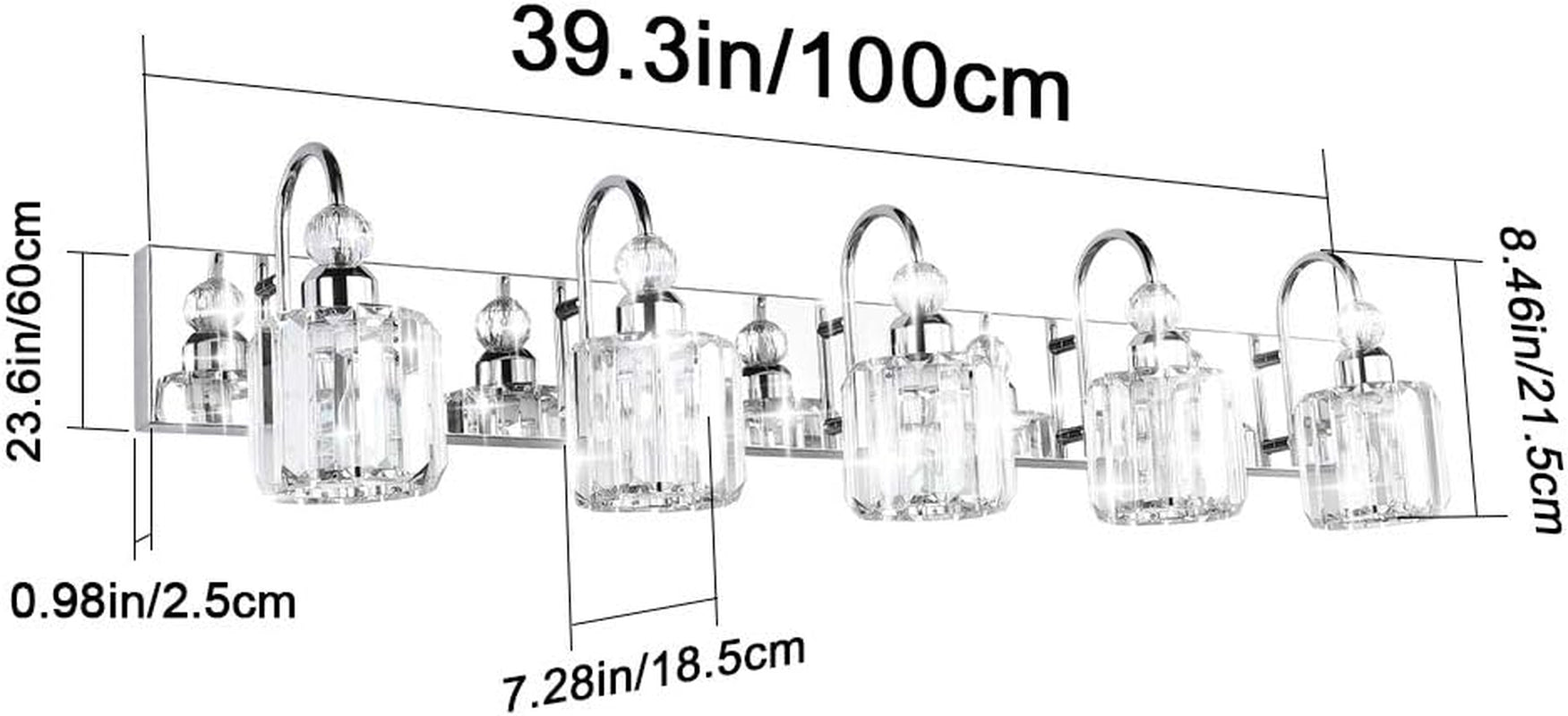 Modern LED Crystal Bathroom Vanity Lights 5-Lights Stainless Steel Crystal Vanity Lights over Mirror Modern Crystal Bathroom Vanity Lighting Fixtures