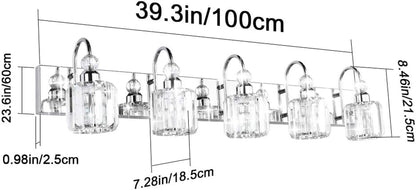 Modern LED Crystal Bathroom Vanity Lights 5-Lights Stainless Steel Crystal Vanity Lights over Mirror Modern Crystal Bathroom Vanity Lighting Fixtures
