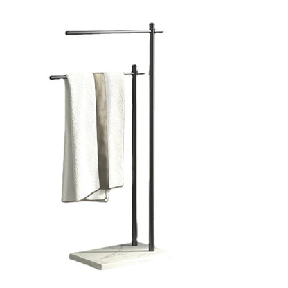 Black and White Marble Towel Rack Floor Towel Hanging Bar Bath Towel Storage Rack Drying Rack