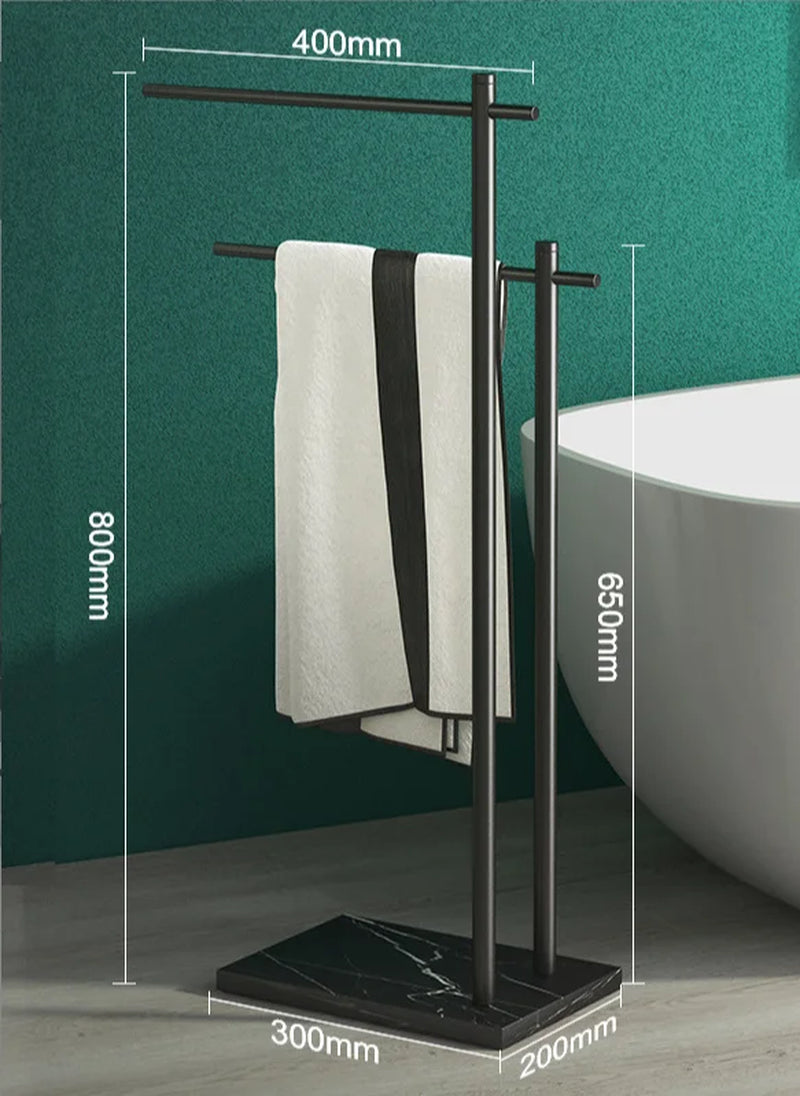 Black and White Marble Towel Rack Floor Towel Hanging Bar Bath Towel Storage Rack Drying Rack
