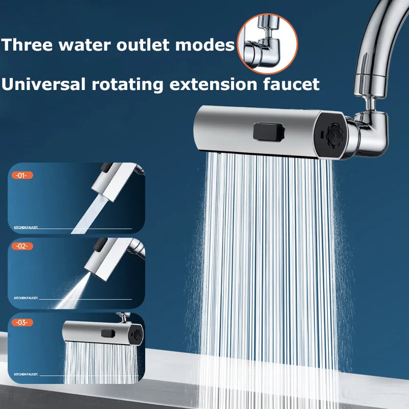 Kitchen Faucet Splash-Proof Artifact Waterfall Water Outlet Universal Rotating Bubbler Booster Extension Universal Joint