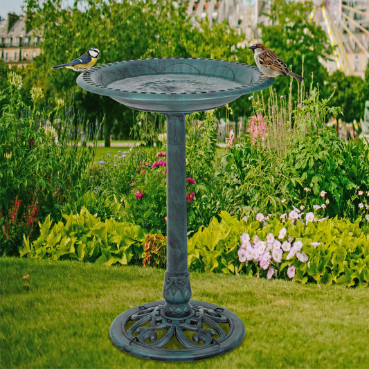 28" Height Birdbath Pedestal Bird Bath Outdoor Garden Decor Vintage Yard Art