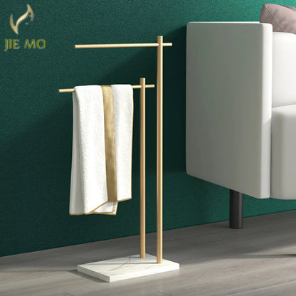 Black and White Marble Towel Rack Floor Towel Hanging Bar Bath Towel Storage Rack Drying Rack