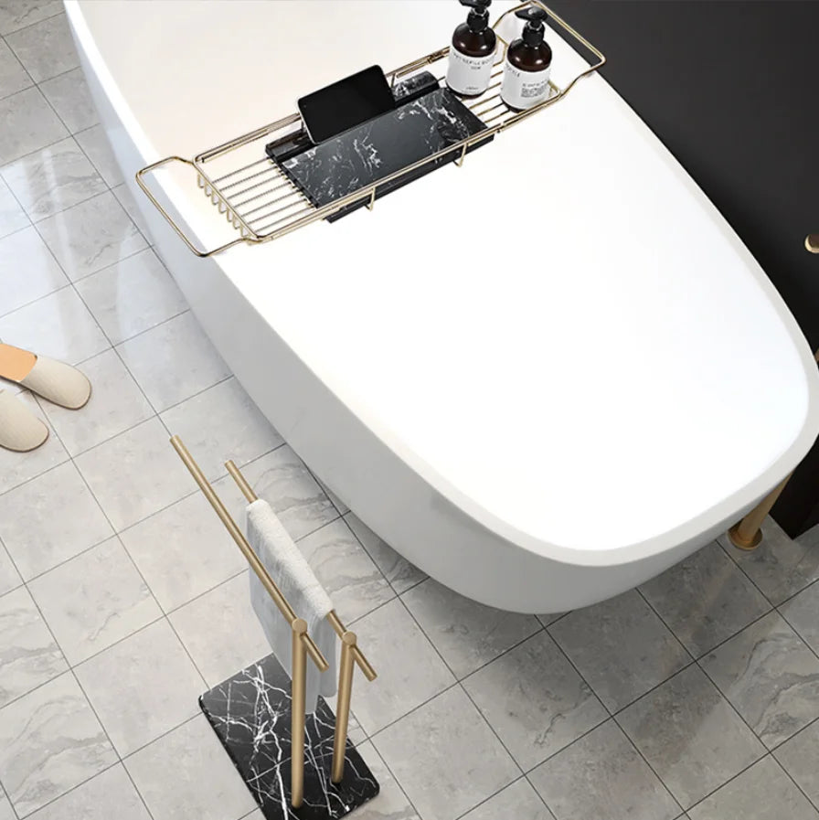 Black and White Marble Towel Rack Floor Towel Hanging Bar Bath Towel Storage Rack Drying Rack