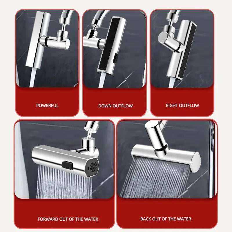 Kitchen Faucet Splash-Proof Artifact Waterfall Water Outlet Universal Rotating Bubbler Booster Extension Universal Joint